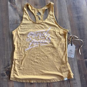 prAna Women’s Racerback Tank Top Medium Yellow SEND LOCALS NWT W11170152